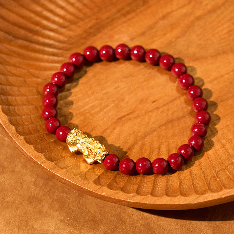 Nimara Ritual Natural Cinnabar Beads Pixiu Blessing Bracelet
