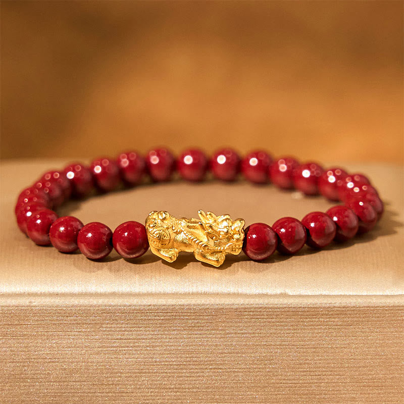 Nimara Ritual Natural Cinnabar Beads Pixiu Blessing Bracelet
