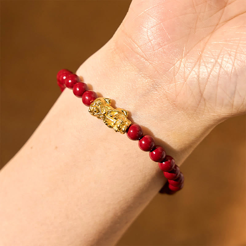 Nimara Ritual Natural Cinnabar Beads Pixiu Blessing Bracelet