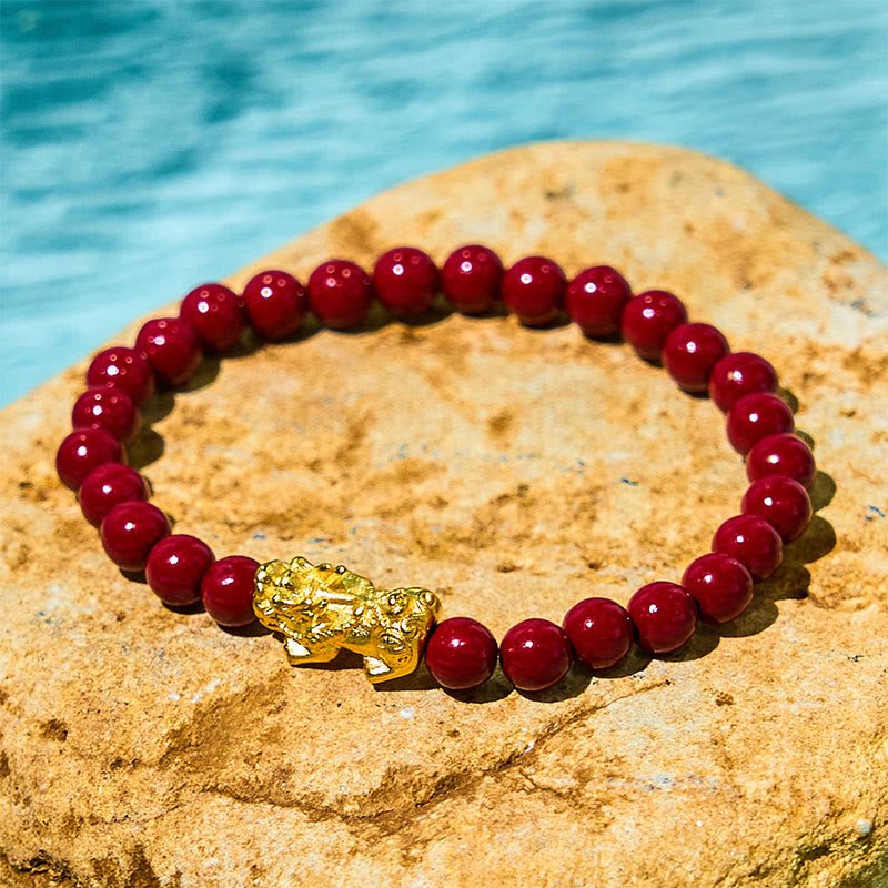 Nimara Ritual Natural Cinnabar Beads Pixiu Blessing Bracelet