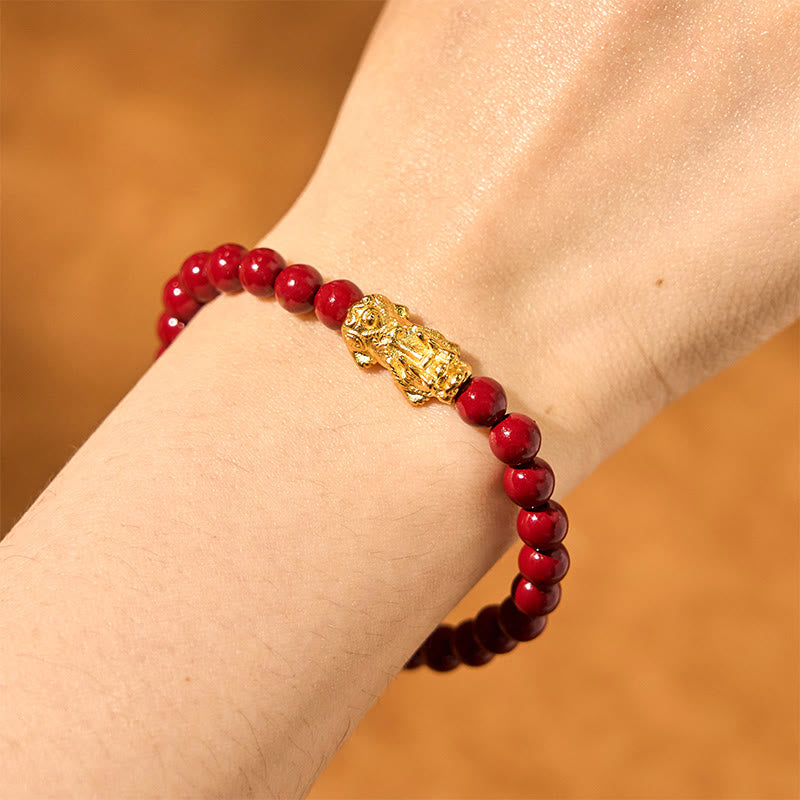 Nimara Ritual Natural Cinnabar Beads Pixiu Blessing Bracelet