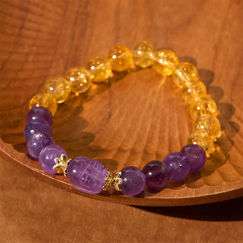 Nimara Ritual Citrine Amethyst Pixiu Prosperity Bracelet