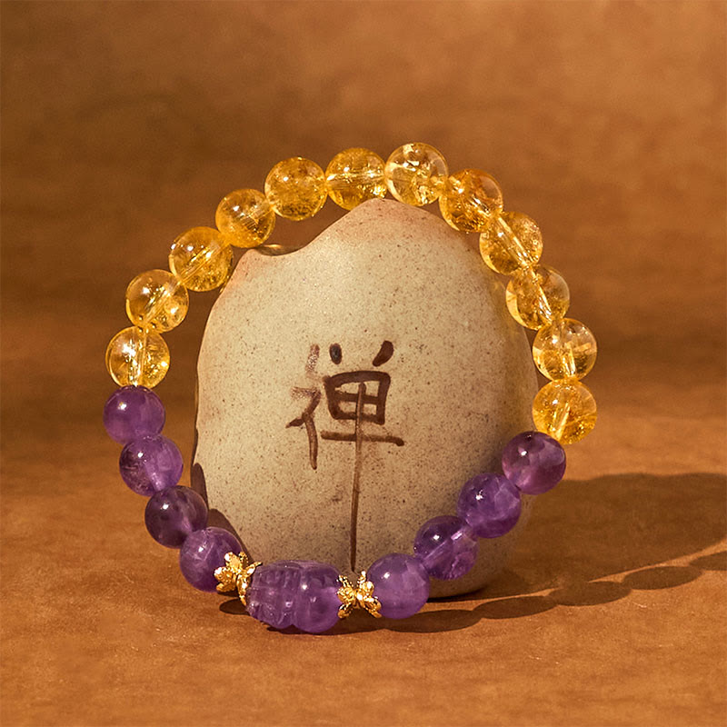 Nimara Ritual Citrine Amethyst Pixiu Prosperity Bracelet