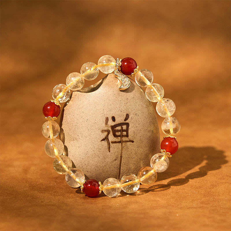 Nimara Ritual Citrine Red Agate Moon Prosperity Bracelet