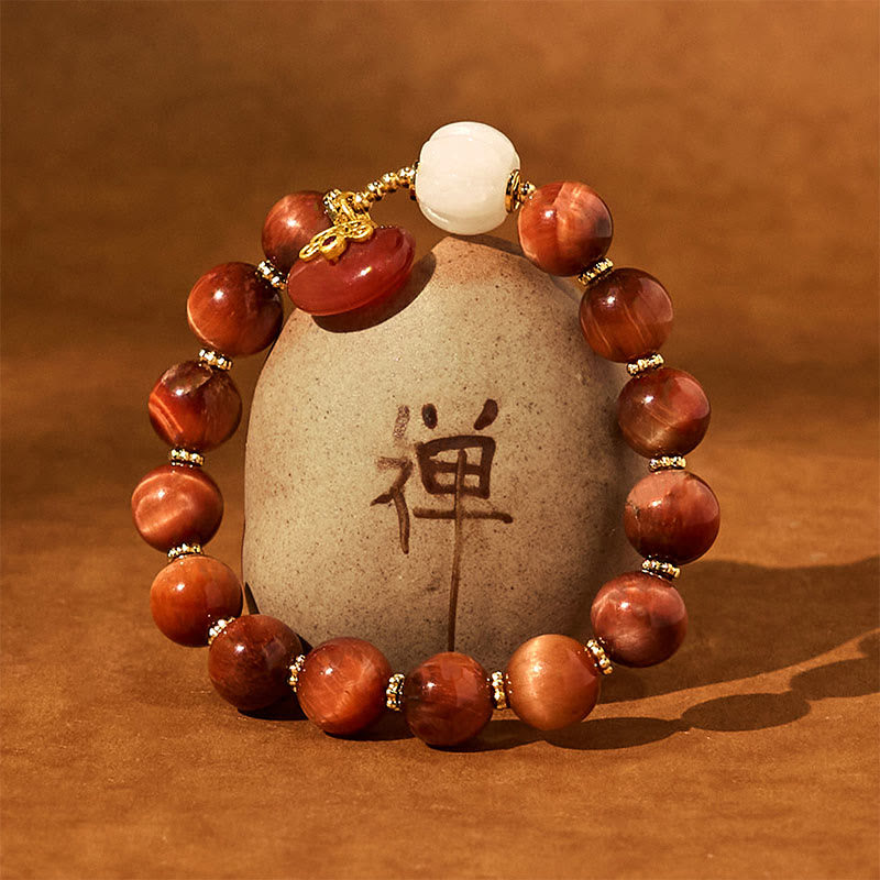 Nimara Ritual Natural Red Tiger Eye Pumpkin Calm Bracelet