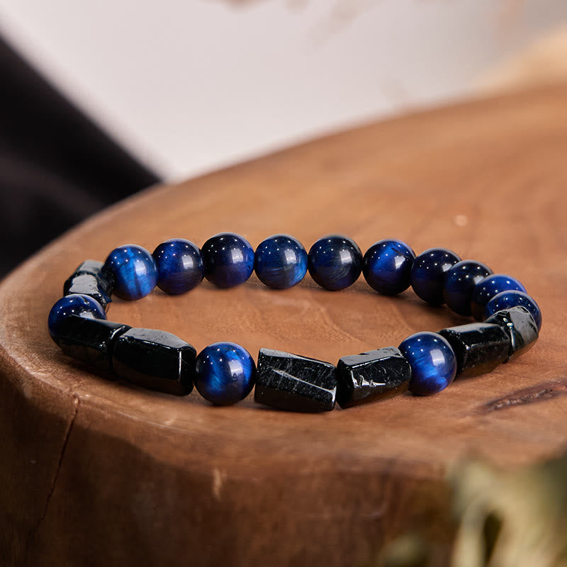 Nimara Ritual Blue Tiger Eye Black Tourmaline Strength Bracelet