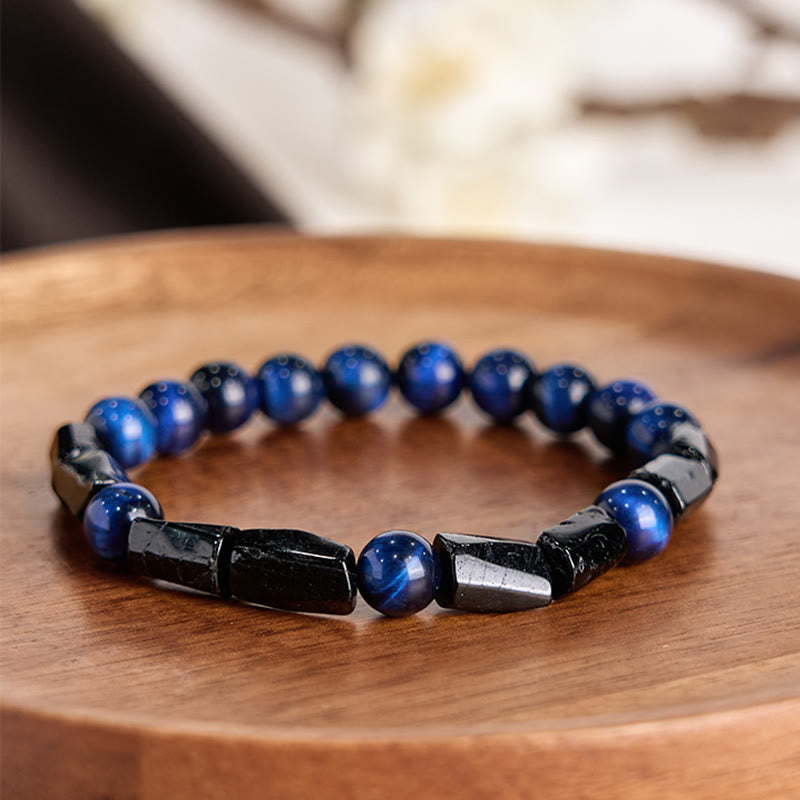 Nimara Ritual Blue Tiger Eye Black Tourmaline Strength Bracelet