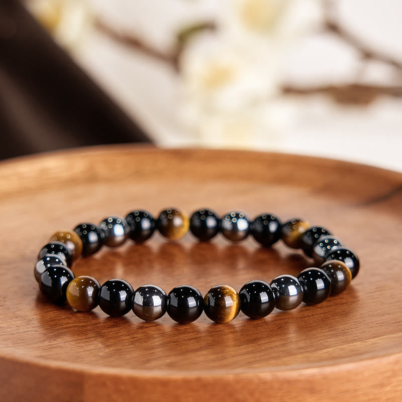 Nimara Ritual Natural Tiger's Eye Obsidian Hematite Positive Powerful Bracelet
