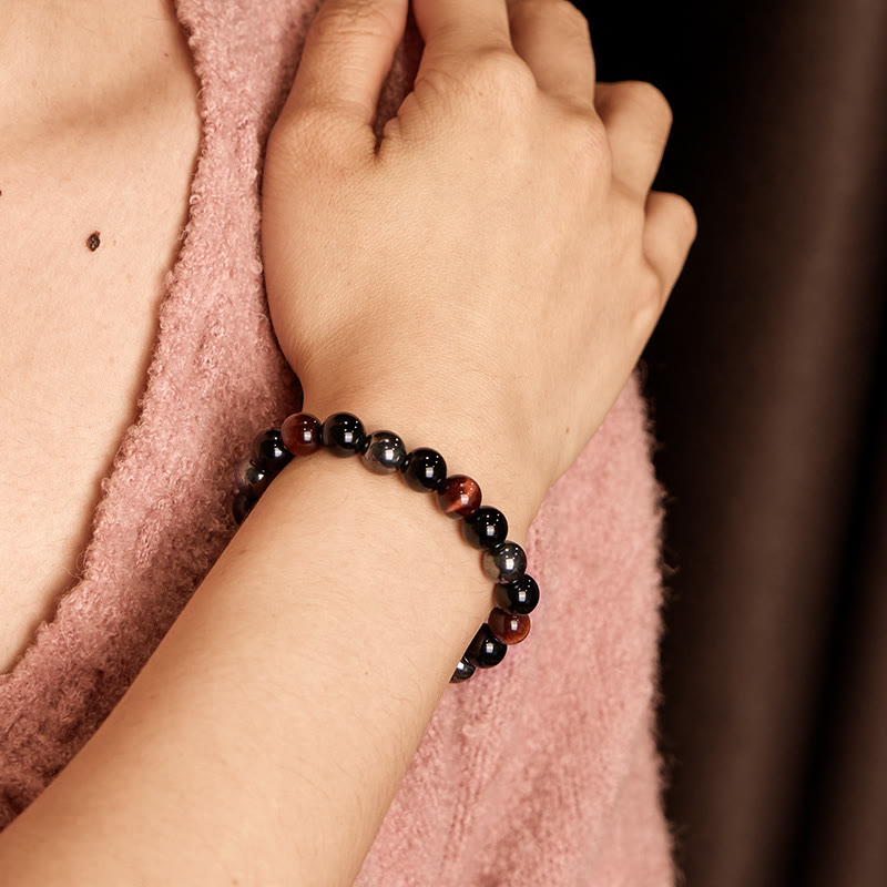 Nimara Ritual Natural Tiger's Eye Obsidian Hematite Positive Powerful Bracelet