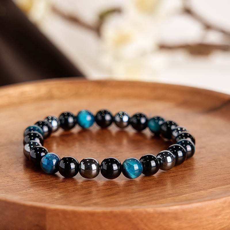 Nimara Ritual Natural Tiger's Eye Obsidian Hematite Positive Powerful Bracelet