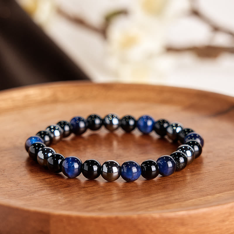 Nimara Ritual Natural Tiger's Eye Obsidian Hematite Positive Powerful Bracelet