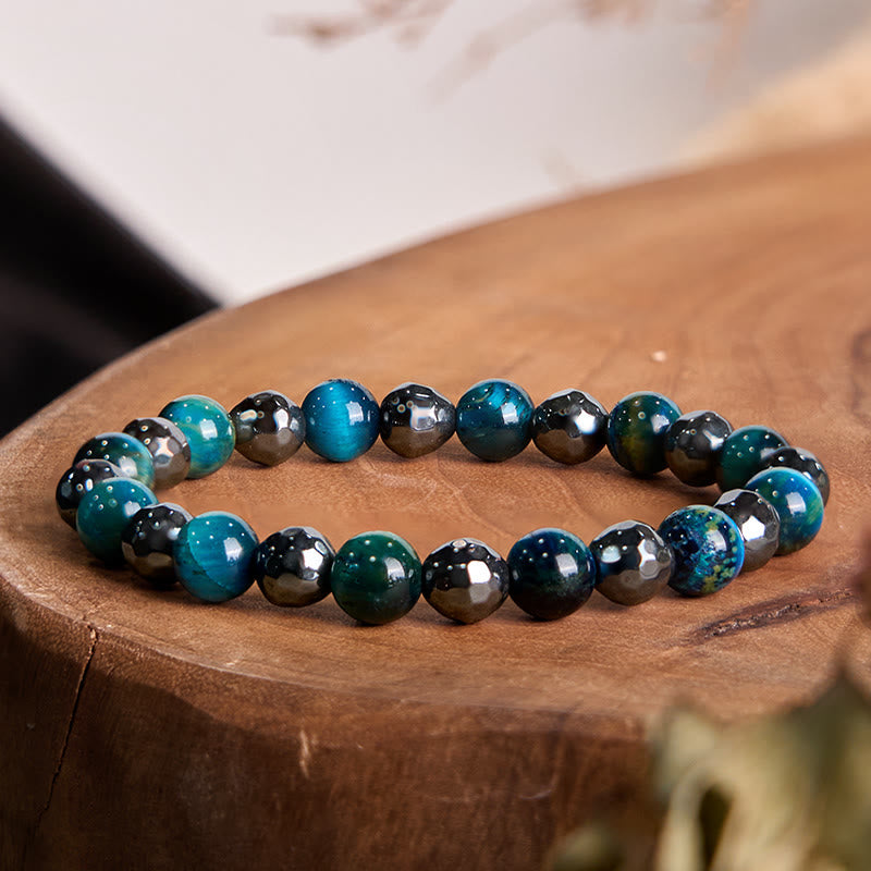 Nimara Ritual 2Pcs Hematite Tiger Eye Blue Tiger Eye Powerful Bracelet Set