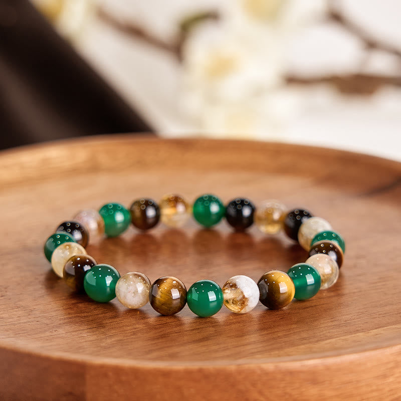 Nimara Ritual Natural Tiger Eye Green Agate Citrine Mix And Match Beads Protection Bracelet