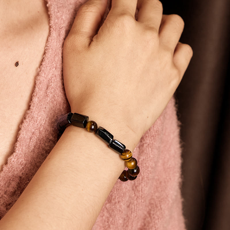 Nimara Ritual Natural Black Tourmaline Tiger Eye Positive Bracelet