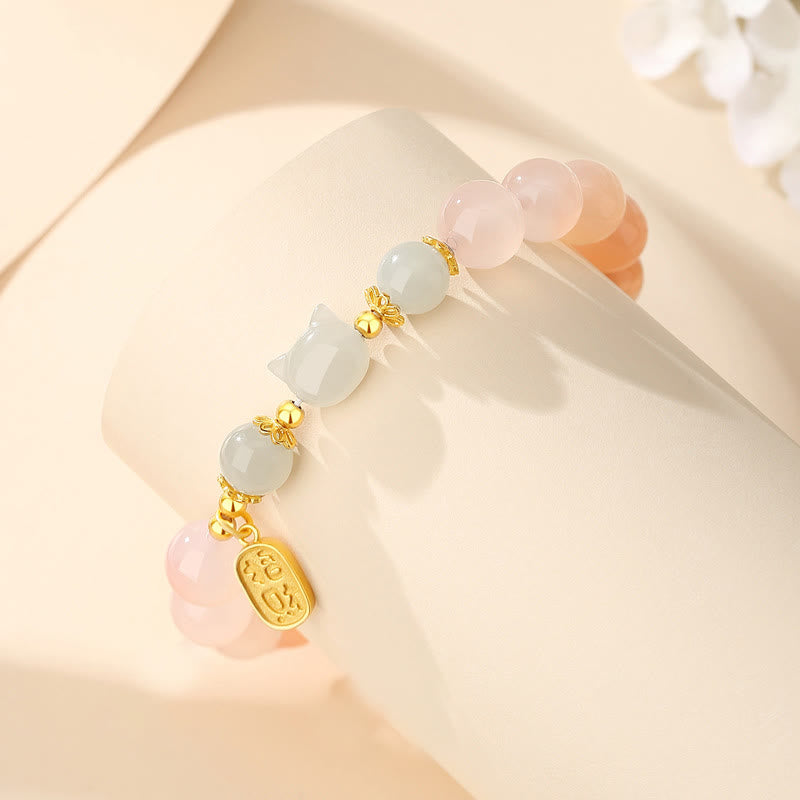 Nimara Ritual 925 Sterling Silver Red Agate Hetian Jade Cat Fu Character Confidence Bracelet