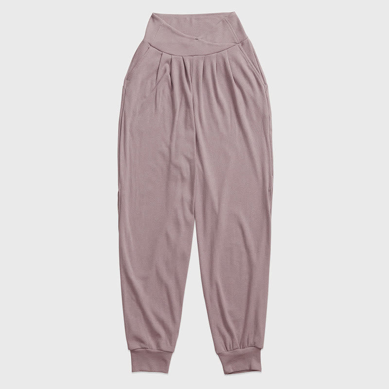 Nimara Ritual Casual Plain Threaded Slit Hem Women's Spandex Pants With Pockets