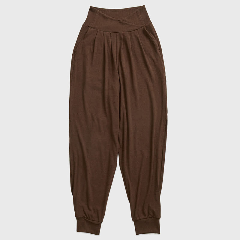 Nimara Ritual Casual Plain Threaded Slit Hem Women's Spandex Pants With Pockets