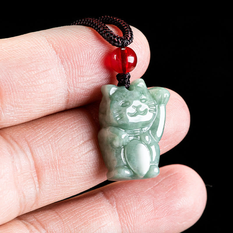 Nimara Ritual Lucky Cat Jade Abundance Necklace Pendant