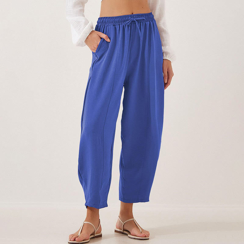 Nimara Ritual Casual Plain Loose Drawstring Women's 7/8 Length Pants With Pockets