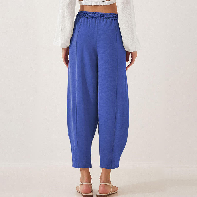 Nimara Ritual Casual Plain Loose Drawstring Women's 7/8 Length Pants With Pockets