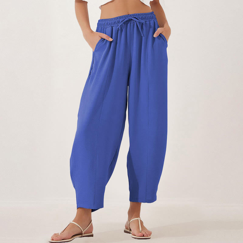 Nimara Ritual Casual Plain Loose Drawstring Women's 7/8 Length Pants With Pockets