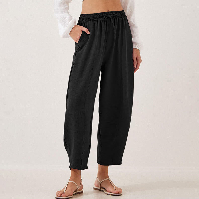 Nimara Ritual Casual Plain Loose Drawstring Women's 7/8 Length Pants With Pockets
