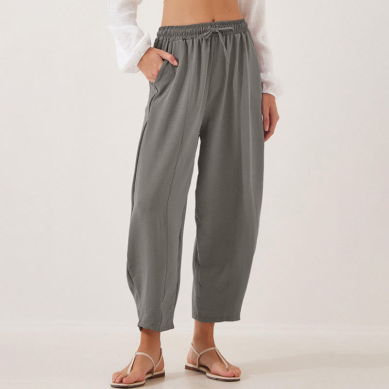 Nimara Ritual Casual Plain Loose Drawstring Women's 7/8 Length Pants With Pockets
