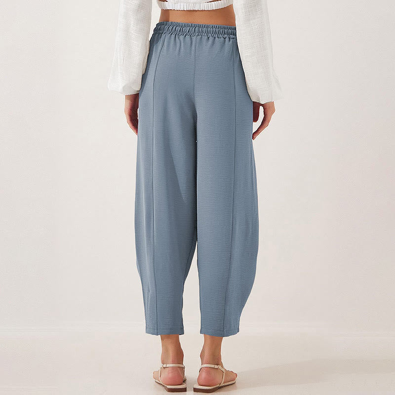 Nimara Ritual Casual Plain Loose Drawstring Women's 7/8 Length Pants With Pockets