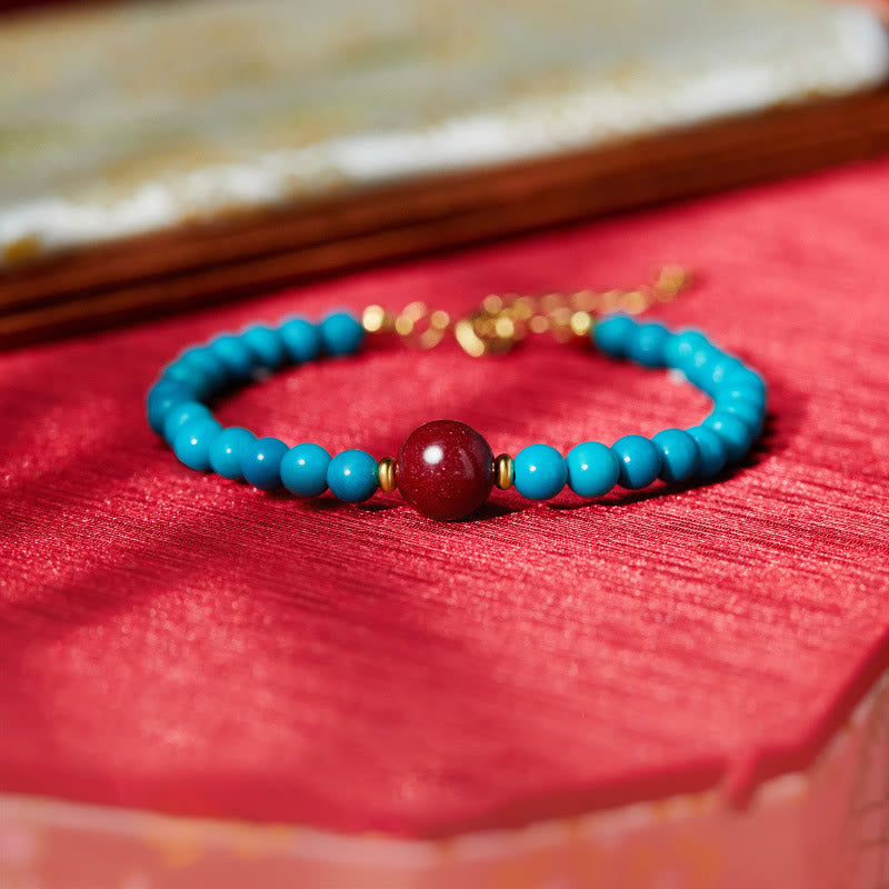 Nimara Ritual 925 Sterling Silver Turquoise Cinnabar Purification Bracelet