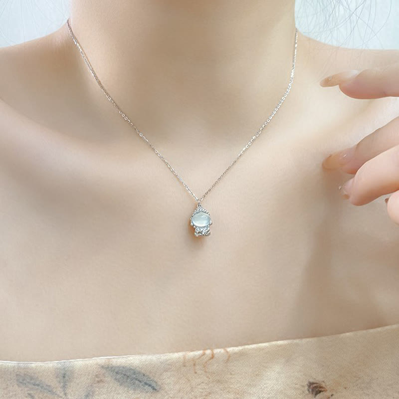 Nimara Ritual 925 Sterling Silver Chalcedony Formless Buddha Positive Necklace Pendant