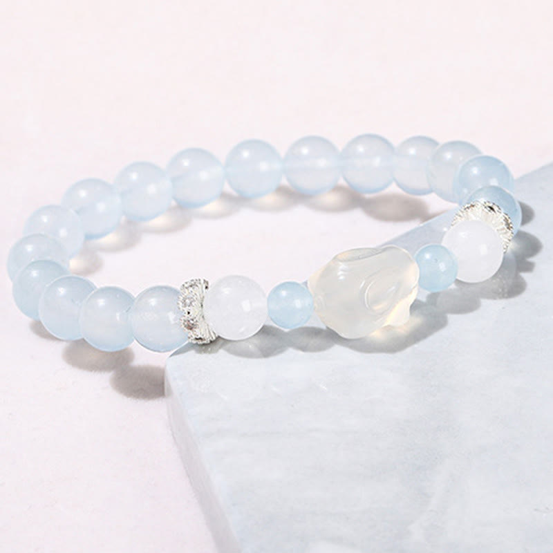 Nimara Ritual Blue Chalcedony White Agate Rabbit Emotional Balance Bracelet