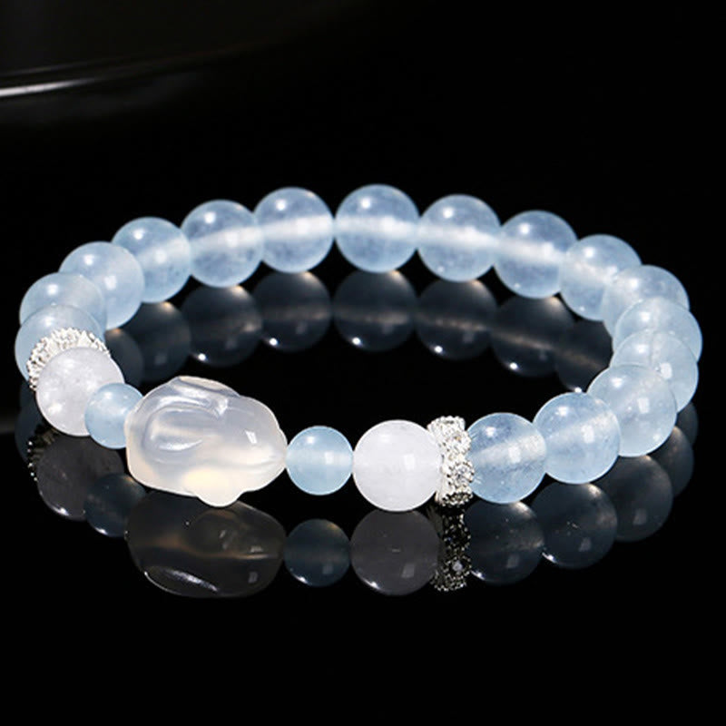Nimara Ritual Blue Chalcedony White Agate Rabbit Emotional Balance Bracelet