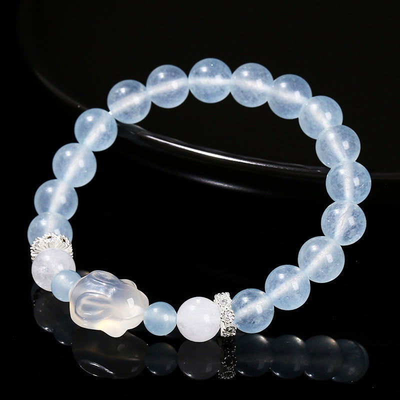 Nimara Ritual Blue Chalcedony White Agate Rabbit Emotional Balance Bracelet