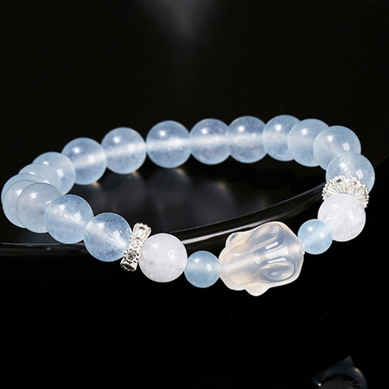 Nimara Ritual Blue Chalcedony White Agate Rabbit Emotional Balance Bracelet