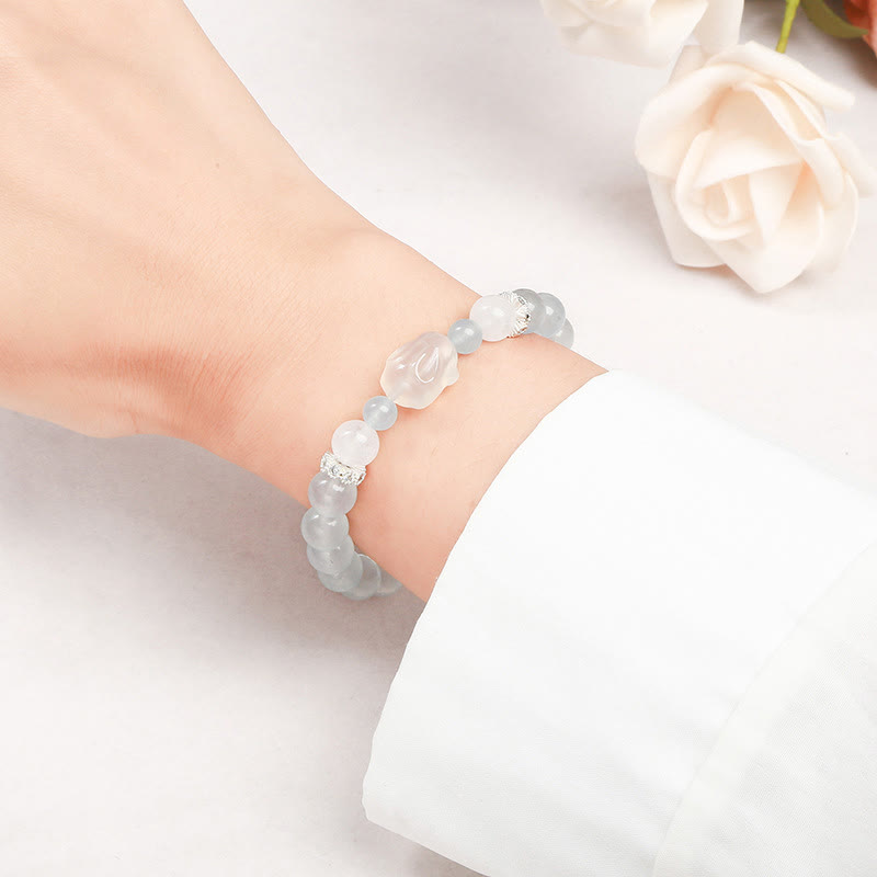 Nimara Ritual Blue Chalcedony White Agate Rabbit Emotional Balance Bracelet
