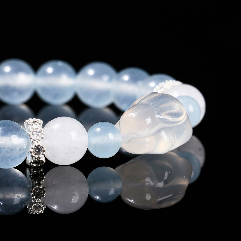 Nimara Ritual Blue Chalcedony White Agate Rabbit Emotional Balance Bracelet