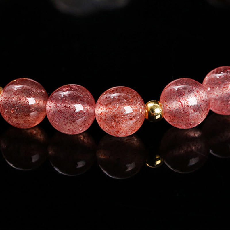Nimara Ritual Natural Strawberry Quartz Agate Rabbit Healing Bracelet