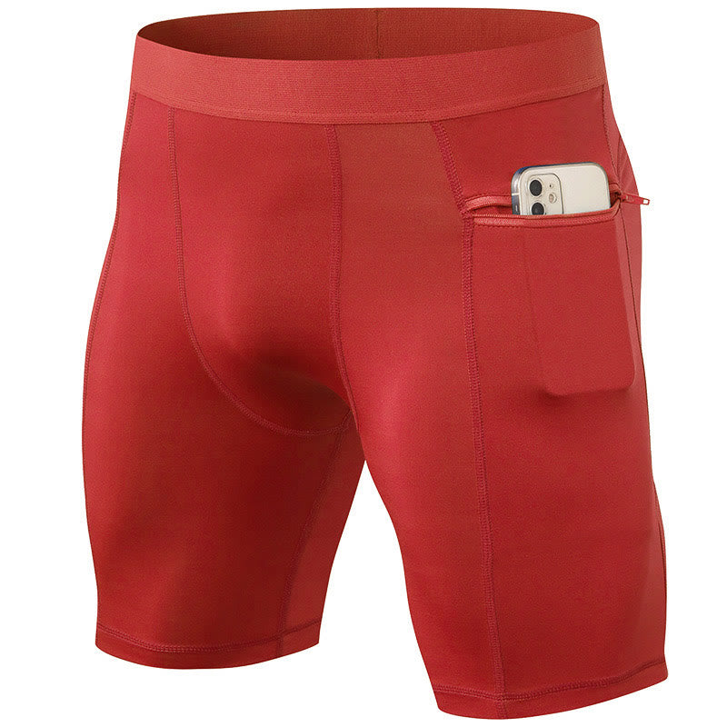 Nimara Ritual Men's Tight Stretch High Elasticity Quick Dry Sports Shorts With Zipper Pockets