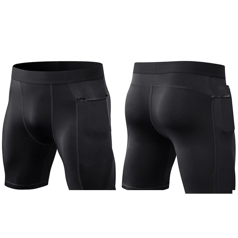 Nimara Ritual Men's Tight Stretch High Elasticity Quick Dry Sports Shorts With Zipper Pockets