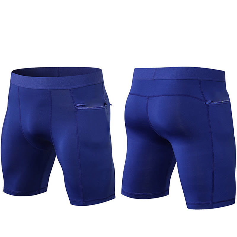 Nimara Ritual Men's Tight Stretch High Elasticity Quick Dry Sports Shorts With Zipper Pockets
