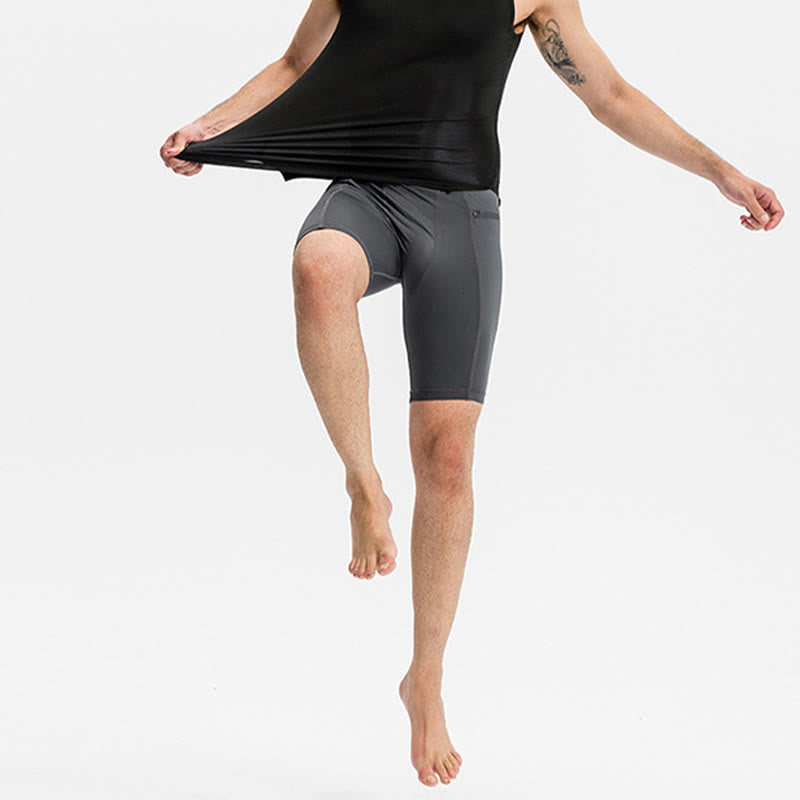 Nimara Ritual Men's Tight Stretch High Elasticity Quick Dry Sports Shorts With Zipper Pockets