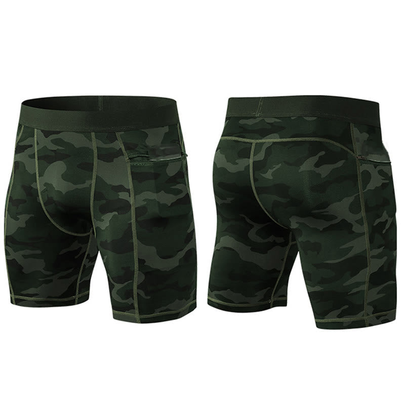 Nimara Ritual Men's Tight Stretch High Elasticity Quick Dry Sports Shorts With Zipper Pockets
