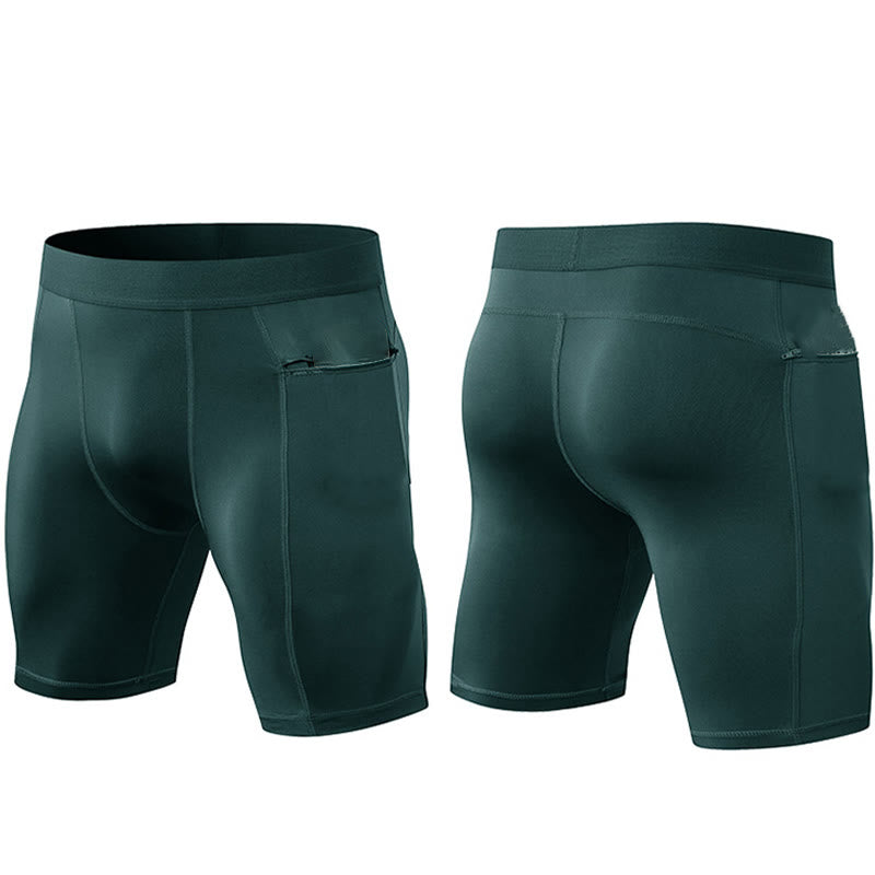 Nimara Ritual Men's Tight Stretch High Elasticity Quick Dry Sports Shorts With Zipper Pockets