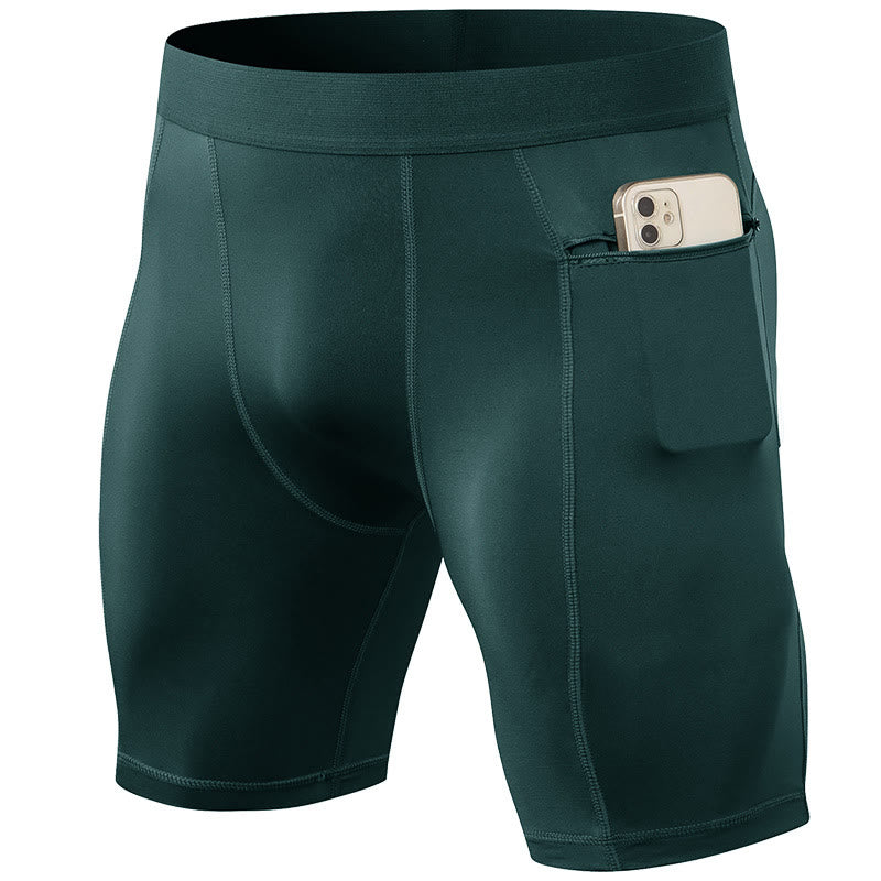 Nimara Ritual Men's Tight Stretch High Elasticity Quick Dry Sports Shorts With Zipper Pockets