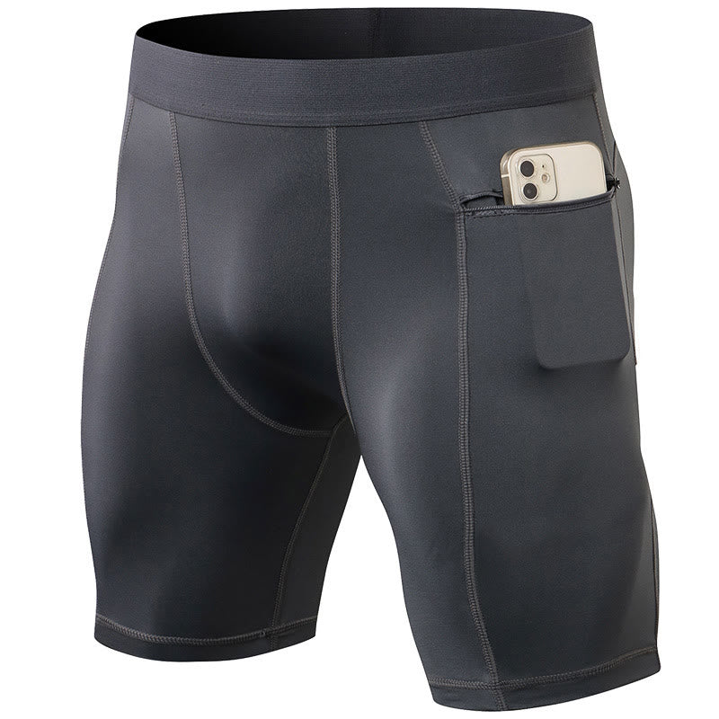 Nimara Ritual Men's Tight Stretch High Elasticity Quick Dry Sports Shorts With Zipper Pockets