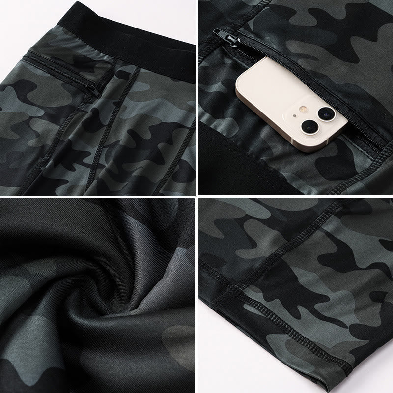 Nimara Ritual Men's Tight Stretch High Elasticity Quick Dry Sports Shorts With Zipper Pockets