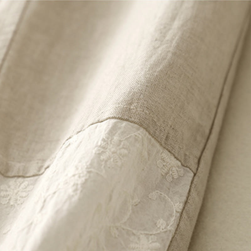Nimara Ritual Casual Embroidery Patchwork Fabric 7-8 Length Cropped Pants Women's Cotton Harem Pants With Pockets