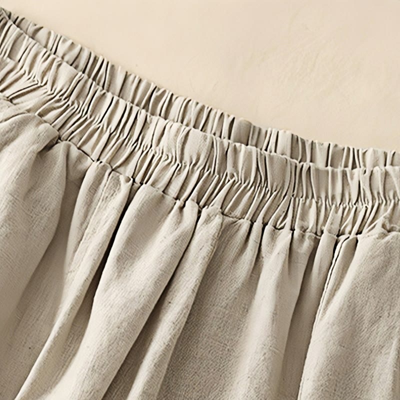Nimara Ritual Casual Embroidery Patchwork Fabric 7-8 Length Cropped Pants Women's Cotton Harem Pants With Pockets