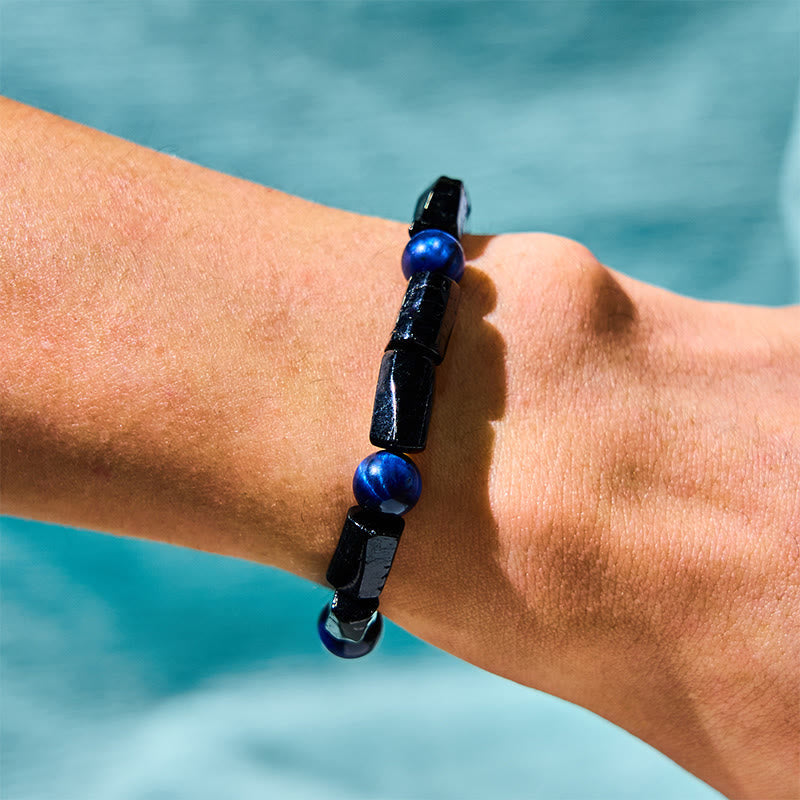 Nimara Ritual Blue Tiger Eye Black Tourmaline Strength Bracelet
