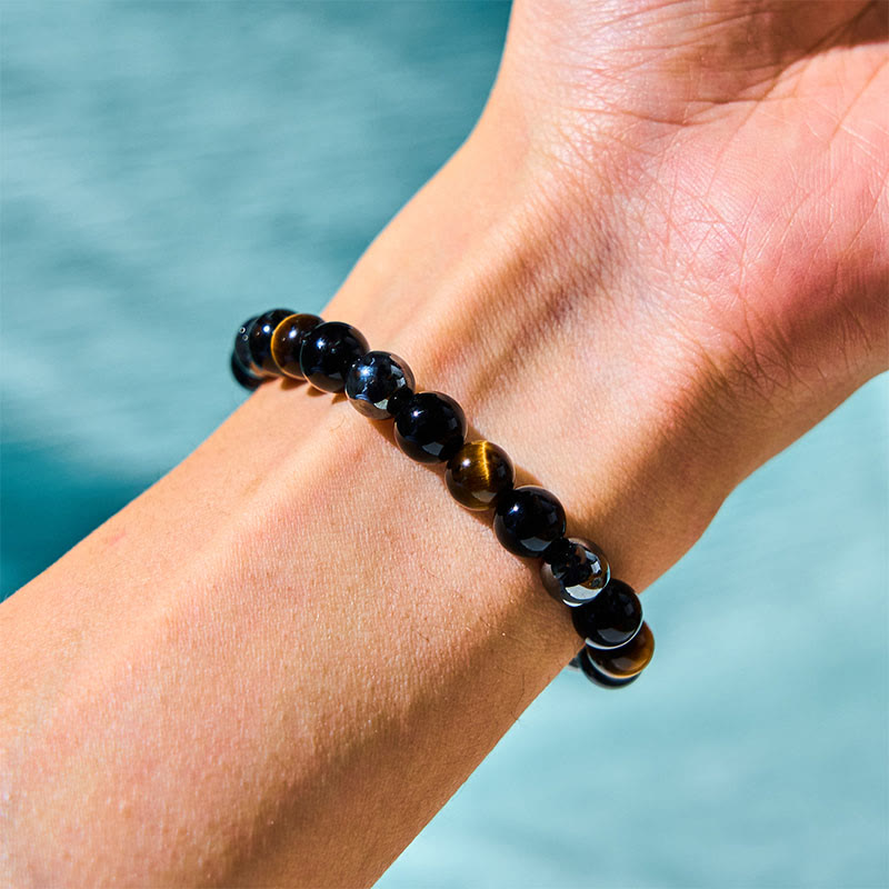 Nimara Ritual Natural Tiger's Eye Obsidian Hematite Positive Powerful Bracelet